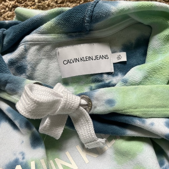 Calvin Klein Jeans Cropped Tye Dye Hoodie, Size L - Picture 3 of 4